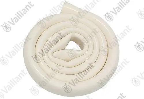 Vaillant Schlauch, spiralig gewickelt in hellem Farbton, dient als Verbindungselement, möglicherweise für Heizungs- oder Lüftungsanlagen.